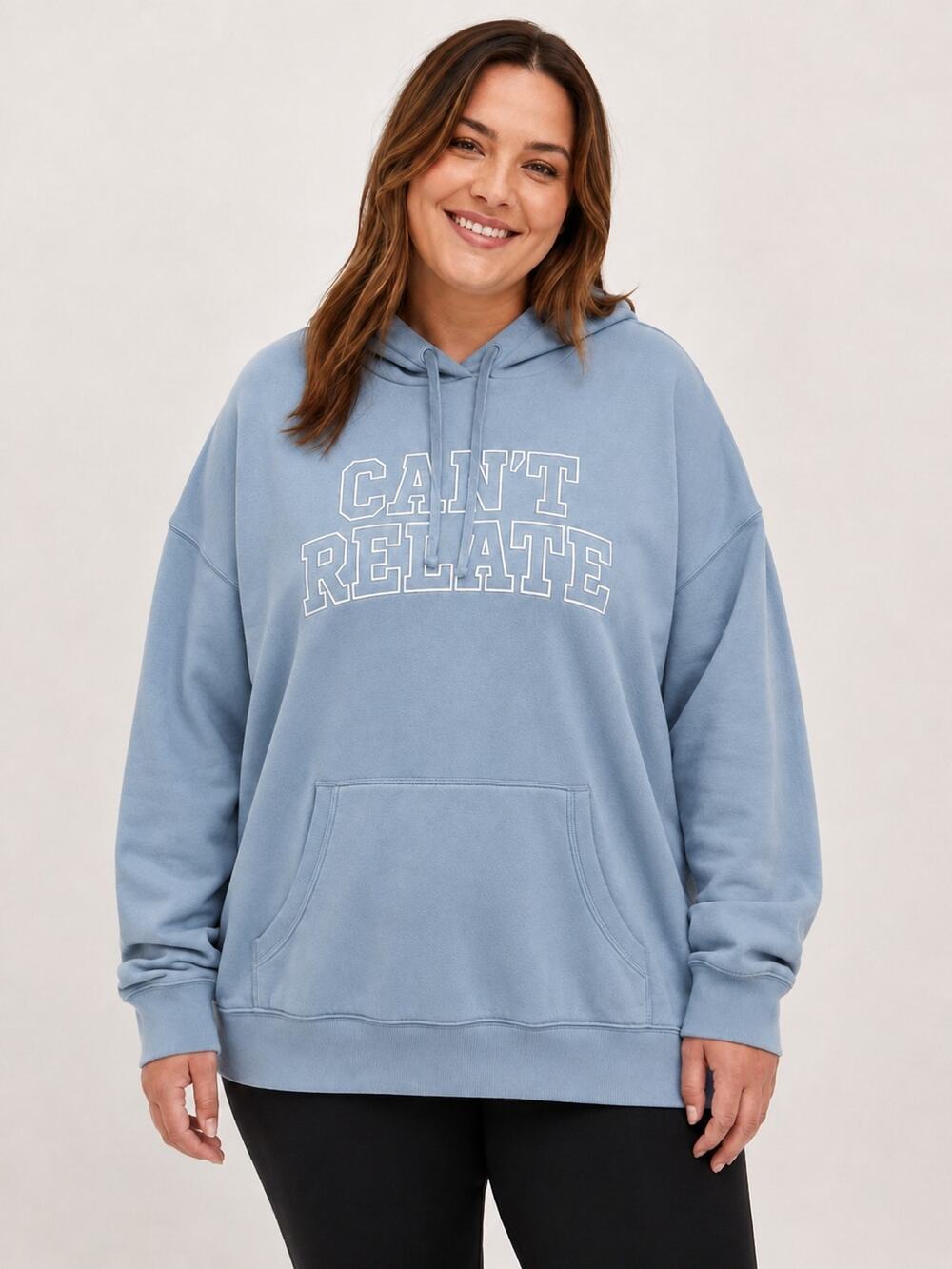 Torrid Womens 0 L 12 Dusty Blue Cant Relate Cozy Fleece Pullover Hoodie NWT